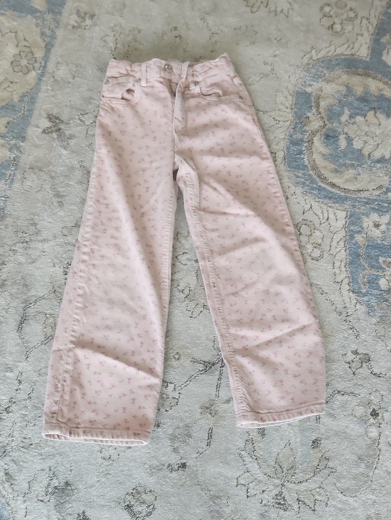 Zara Other - Kid's Zara High-Rise Pink Floral Jeans